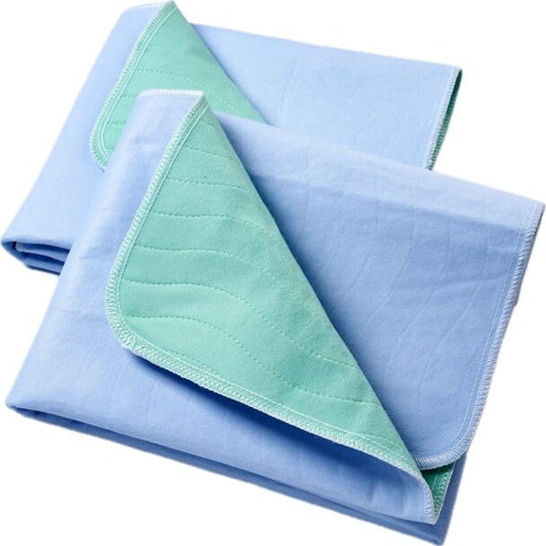 Washable Quick Dry Underpads Incontinence Bed Pads Reusable Waterproof Chucks Pads Hospital Large Bed Pads for Kids Adult Pee Pad for Dog Cat Pet Training 2 Pack 48" x 48"Blue/Green