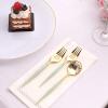 24 Metallic Gold Sage Green Disposable 6 in Premium Plastic Cutlery Spoons Forks Set Wedding Party Events Reception Home Decorations Supplies view 2