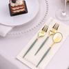 24 Metallic Gold Dusty Sage Green Disposable 6 in Premium Plastic Cutlery Spoons Forks Set Wedding Party Events Reception Home Decorations Supplies view 2