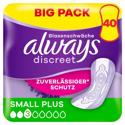 Always Discreet Incontinence Pads for Women Normal Pack of 40 All-Round Protection Incredible Discretion