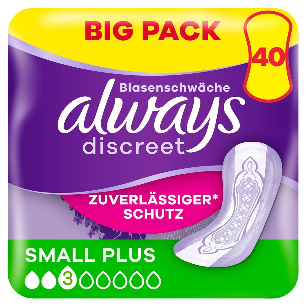 Always Discreet Incontinence Pads for Women Normal Pack of 40 All-Round Protection Incredible Discretion