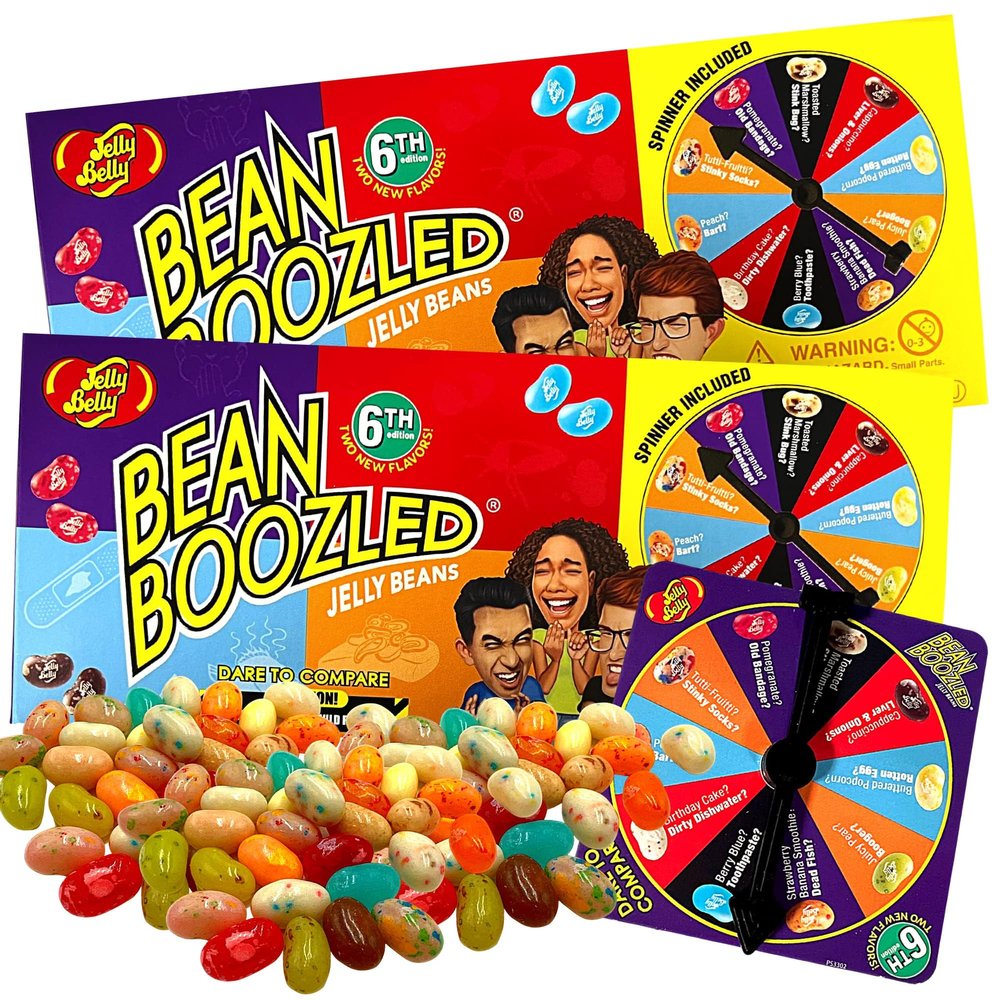 Needzo Jelly Bean BeanBoozled Game 6th Edition, Challenge Kit with Spinner and Assorted Beans, Weird Flavored Chewy Candies, Pack of 2