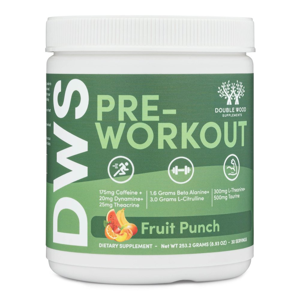 Pre Workout Powder for Men & Women (30 Servings of Caffeine, Beta Alanine, L-Citrulline, Dynamine, L-Theanine, Taurine, Theacrine, & More) Preworkout Powder with Scoop by Double Wood (Fruit Punch)