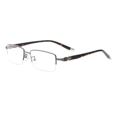 HELES Men's Metal Half Rim Rectangle Eyewear Blue Light Blocking Single Vision Reading Glasses UV+420cut Computer Readers -Gunmetal||+2.50 Strength