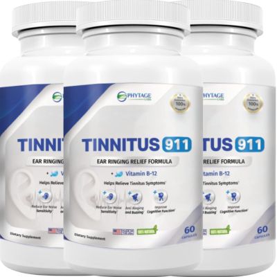 Phytage Labs Tinnitus 911 - Tinnitus Relief Supplement - Ear Ringing Relief - 3 Pack