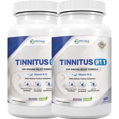 Phytage Labs Tinnitus 911 - Tinnitus Relief Supplement - Ear Ringing Relief - 2 Pack