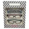 Calabria Lulu Cat Eye Reading Glasses +1.50 Black, Blue Pink Crystal,Tortoise 3 Pack Gift Box Womens Readers Trendy Eyeglass view 1
