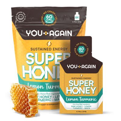 You Again Super Honey Lemon Turmeric | Workout Clean Energy Gel Packs | Cycling, Endurance, Running Gel or Energy Snack | Paleo & Carnivore Snack | Gluten-Free | Made in USA | 8-Pack