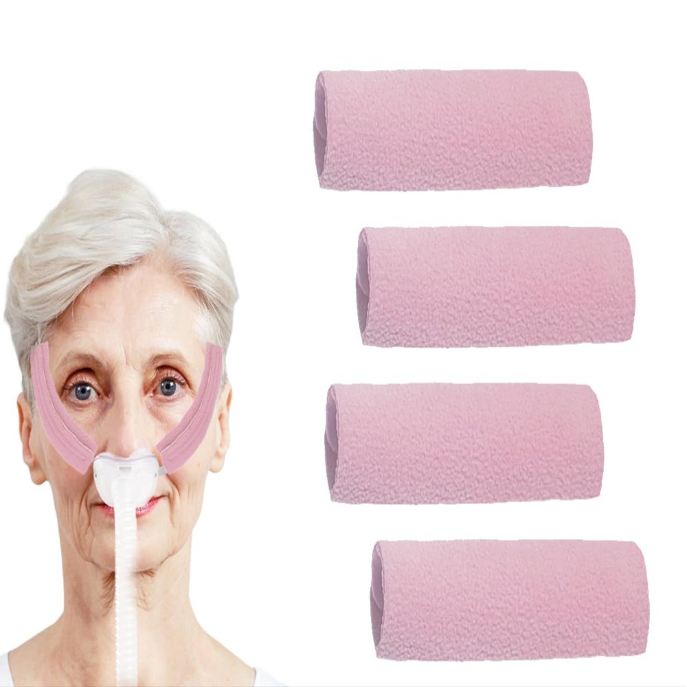 4 Pack CPAP Strap CoversCPAP Mask Strap Cover, Face Cushion Cover, CPAP Headgear Strap Covers CPAP face Pads, Comfortable CPAP Supplies (Pink)