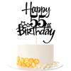 Kaoenla Happy 55th Birthday Cake Topper - Hello 55th/Cheers 55th Birthday,55 Wedding Anniversary, 55th Anniversary Party, 55 Years Love & Blessings Pledge Renewal Party Decora(55th, black) view 1