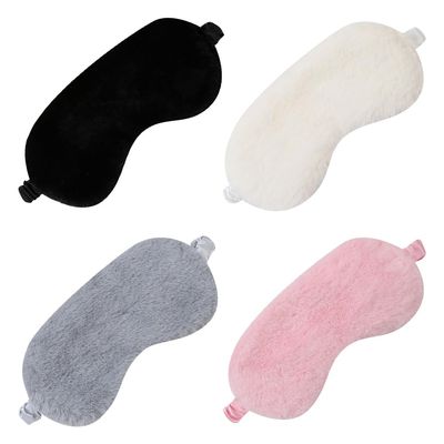 4 Pcs Plush Sleeping Eye Cover Furry Sleep Eye Masks Soft Comfortable Blindfold Fluffy Eye Shades for Women Girls Pink Beige Grey Black
