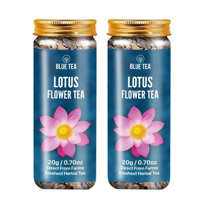 BLUE TEA - Pink Lotus Flower Tea - 1.40 Oz - 20 Cups | SUPER ANTIOXIDANT | Refreshing - Herbal Tea - Caffeine Free - Flower Based - Detox - Non Bitter - Non-GMO | Pet Jar Packaging