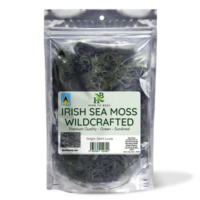 Herb To Body Green Irish Sea Moss  4oz, Wildcrafted Raw Sea Moss for Seamoss Gel, Smoothies, Drinks, and Traditional Culinary Preparations