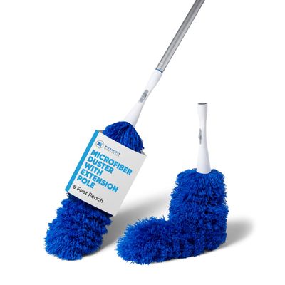 2 Pack of Microfiber Flexible Dusters with Heavy Duty Extension Pole | 8' Reach | Clean Ceiling Fans, Cobwebs, Light Fixtures, Delicate Objects