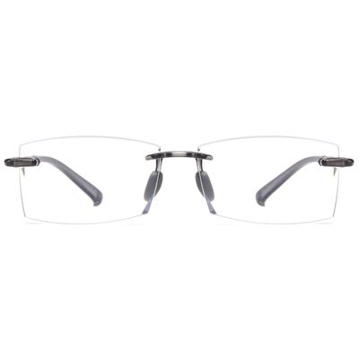 ABETOS Rimless Reading Glasses Blue Light Blocking Eyeglasses Men Women Frameless Lightweight Computer Readers, Transparent Grey 1.0