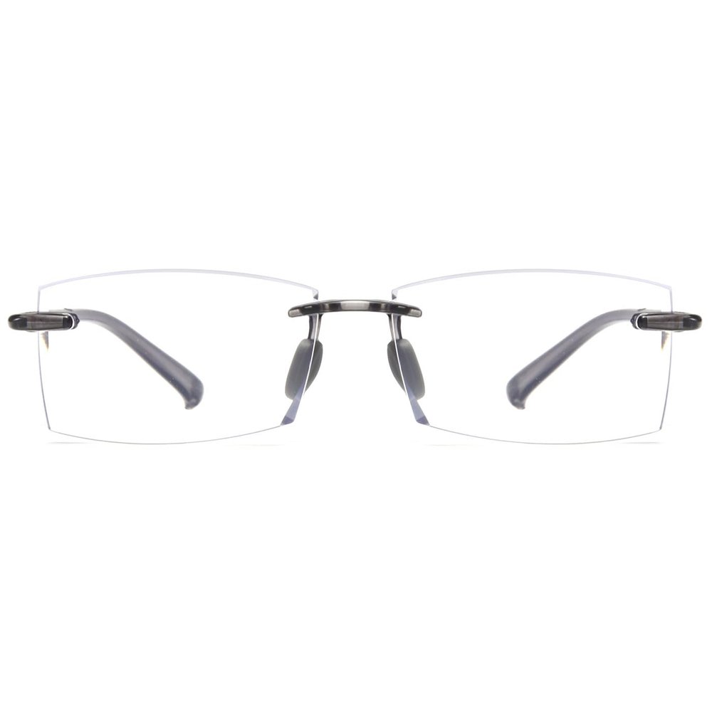 ABETOS Rimless Reading Glasses Blue Light Blocking Eyeglasses Men Women Frameless Lightweight Computer Readers, Transparent Grey 1.0