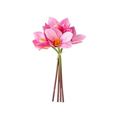 HXSCOO Simulated Cymbidium Orchid Handwritten Flower Bouquet for Home Decoration, Wedding Floral Art, and Photography - Fake Butterfly Orchid (Color : Rose red)