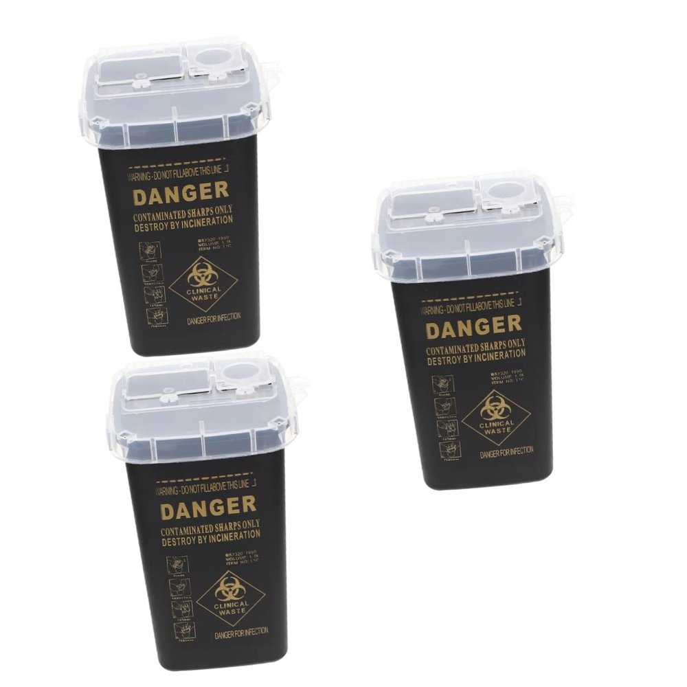 3pcs Storage Box Needles Sharps Bins Desktop Sharps containers Blade Storage Bank Sharps Disposal Container Needle Disposal Containers Razor Disposal case abs Sharps Box Mini