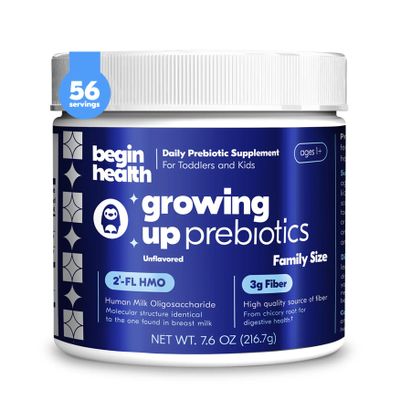 Begin Health Growing Up Prebiotics for Kids 56-Packs | Prebiotic Soluble Powder Stool Softeners and Digestive Gut Health Supplement | Ideal to Mix with Kids Daily Beverages and Soft Foods - Unflavored
