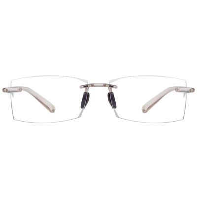 ABETOS Rimless Reading Glasses Blue Light Blocking Eyeglasses Men Women Frameless Lightweight Computer Readers, Transparent Curry 2.0