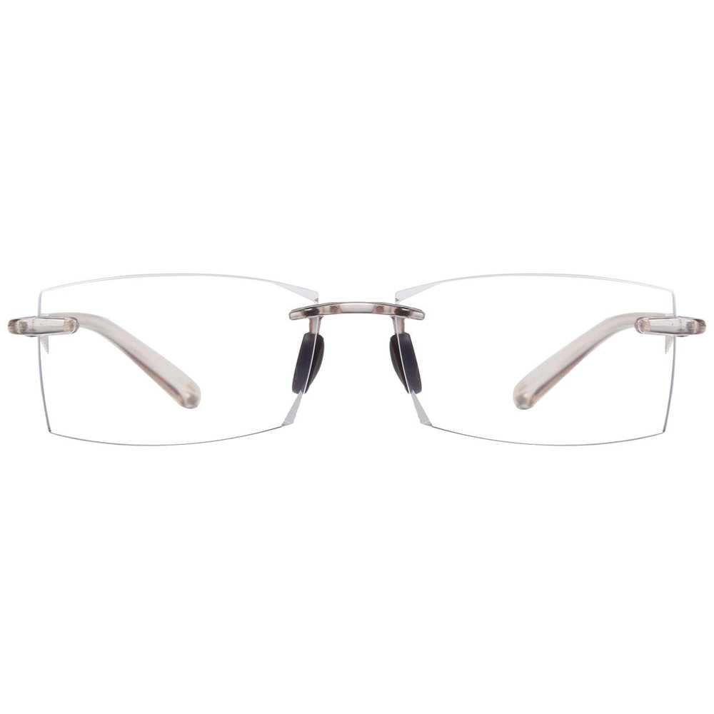 ABETOS Rimless Reading Glasses Blue Light Blocking Eyeglasses Men Women Frameless Lightweight Computer Readers, Transparent Curry 2.0