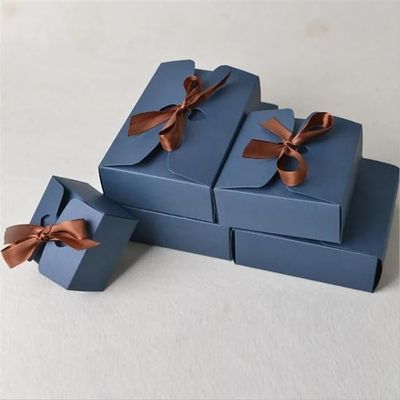 10pcs Gift Packaging Box, Red, Blue, Black, Kraft, Wedding, Birthday, Candy, Chocolate Cake, (17.5x11.5x5cm, Blue)