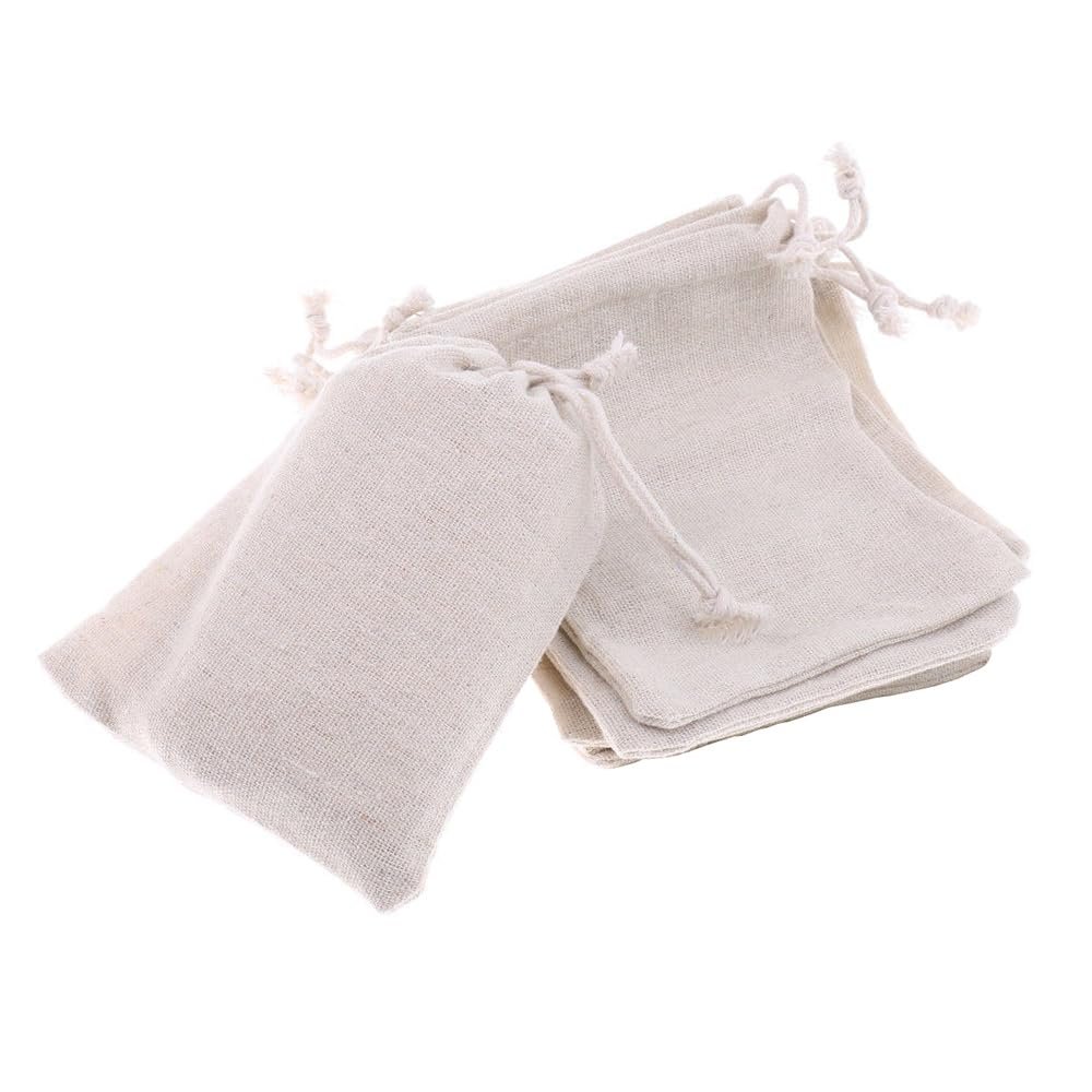 SKYPRO 5Pcs Reusable Linen Bundle Gift Bags 14.5x19cm Linen Jewelry Pouches Small Burlap Bags with Drawstring for Storage, Party, Wedding Favors, Present, Art and DIY Craft
