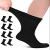 Hugh Ugoli Mens Cotton Diabetic Crew Socks, Non-Binding, Wide, Seamless Comfortable, Edema Neuropathy Sock, Black, Medium, Shoe Size: US 5-8 for Men, 8 Pairs view 1