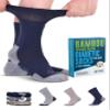 Doctor's Select Bamboo Viscose Diabetic Socks for Men - 3 Pairs Crew Mens Diabetic Socks for Men 9-12 | Moisture Wicking | Navy, Tan, Grey view 1