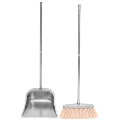 BESTOYARD Broom and Dustpan Set, Stainless Steel Broom Dustpan Com Bo Set Long Handle Cleaning Broom Thicken Broomstick Standing Dust Pan for Home Kitchen Office