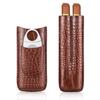 cgaplus 2-Finger Cigar Case with Cutter Crocodile Pattern Leather Cigar Humidor Case Portable Travel Cigar Case for Men(Brown) view 1