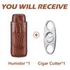 cgaplus 2-Finger Cigar Case with Cutter Crocodile Pattern Leather Cigar Humidor Case Portable Travel Cigar Case for Men(Brown) view 3