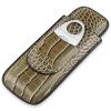 cgaplus 2-Finger Cigar Case with Cutter Crocodile Pattern Leather Cigar Humidor Case Portable Travel Cigar Case for Men(Taupe) view 3