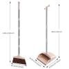 ESYEM Broom and Dustpan Set for Home Indoor Broom with Dustpan Combo Set Upright Dust Pans with Long Handle Garden Pet Hair Lobby Wood Floor Sweeping Kitchen,Cream view 2
