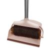 ESYEM Broom and Dustpan Set for Home Indoor Broom with Dustpan Combo Set Upright Dust Pans with Long Handle Garden Pet Hair Lobby Wood Floor Sweeping Kitchen,Cream view 3