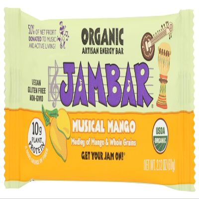 Jambar, Bar Energy Musical Mango Organic, 2.12 Ounce