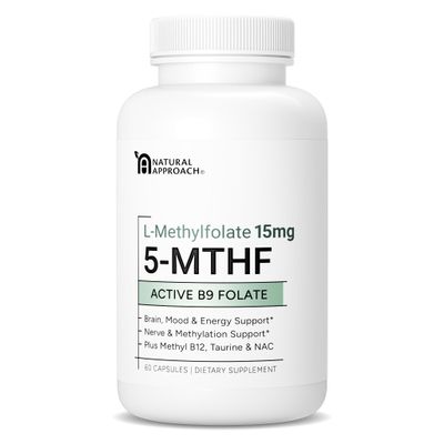 L-Methylfolate 15mg plus Methyl B12, D3, Taurine & NAC | MTHFR-Friendly Folate (High Potency) | Bioactive Forms of Vitamin B9 & B12 | Supplement for Mood, Methylation, & Cognition | 60 Capsules