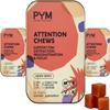 PYM Attention Chews Support for Procrastination, Focus & Productivity, 60 Count | 518mg L-Carnitine, 54mg Tyrosine, 11mg L-Taurine - Caffeine-Free | All-Natural Mood Boost Supplement Made in USA view 1