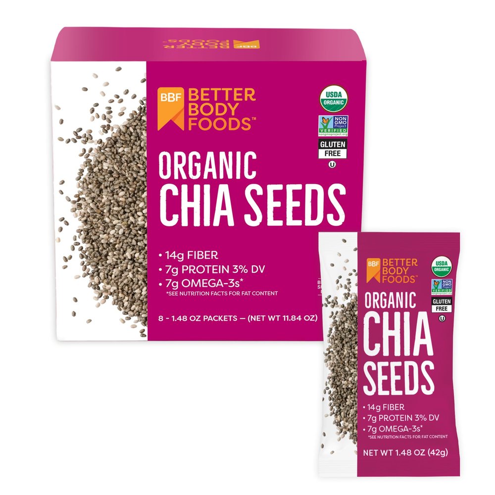 Betterbody Foods Organic Chia Seeds, 1.48 oz packets (Pack of 24)