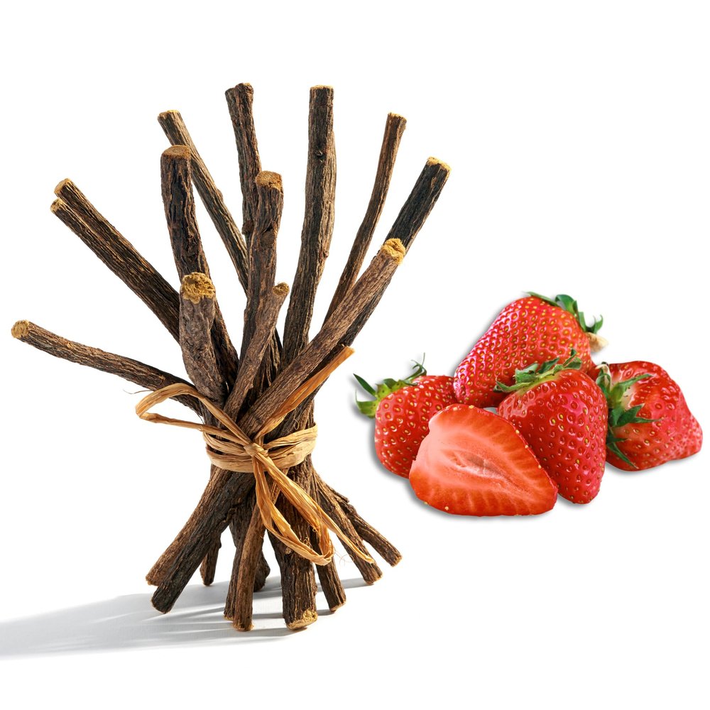 Aroma Depot Strawberry 8 oz. Flavored Licorice Root Chew Sticks for Humans. 100% Pure Natural | Oral Health & Fresh Bearth | Individual Sticks are 6.5-7 inches Long. Glycyrrhiza Glabra from Turkey.