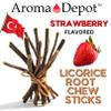 Aroma Depot Strawberry 8 oz. Flavored Licorice Root Chew Sticks for Humans. 100% Pure Natural | Oral Health & Fresh Bearth | Individual Sticks are 6.5-7 inches Long. Glycyrrhiza Glabra from Turkey. view 2