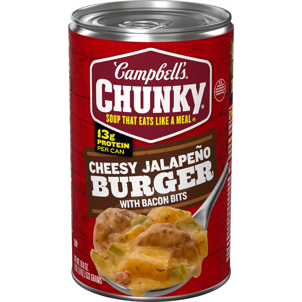 Campbell's Chunky Cheesy Jalapeo Burger with Bacon Bits Soup, 18.8 oz Can