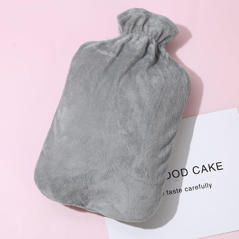 2L Hot Water Bottle with Super Soft Cover,Thickened,Anti-Leak,Anti-Scalding,Explosion-Proof Hand Warmer,Both Hot and Cool,Portable and Long-Lasting Hot Water Bag,Warm Hands,Feet,Legs and More(Grey)
