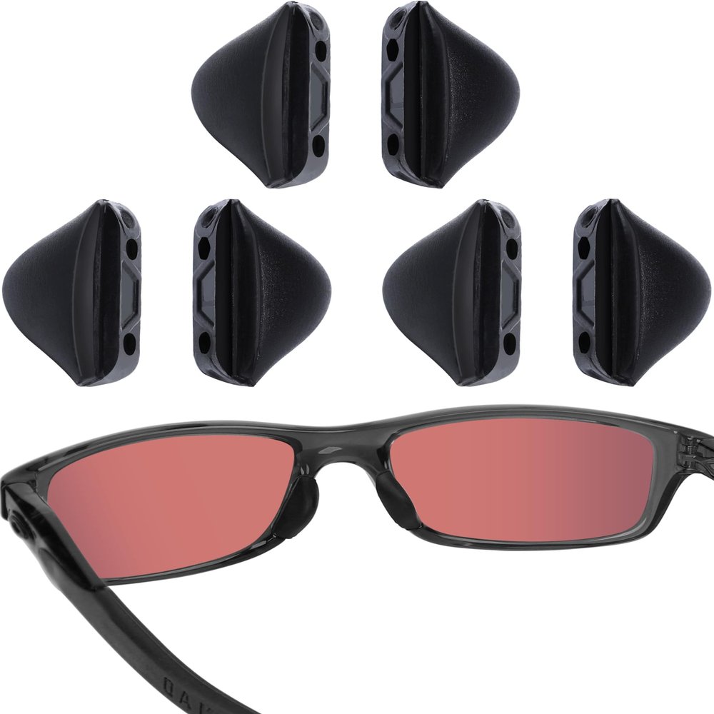Acefrog 3 Pairs Upgraded Nose Pads for Oakley Turbine OO9263, Marshal MNP, Fives Squared OO9238, Chainlink OO9247, Pit Bull OO9128 Eyeglass Sunglass, Push-in Nose Piece Replacement, Black, Anti-Slip