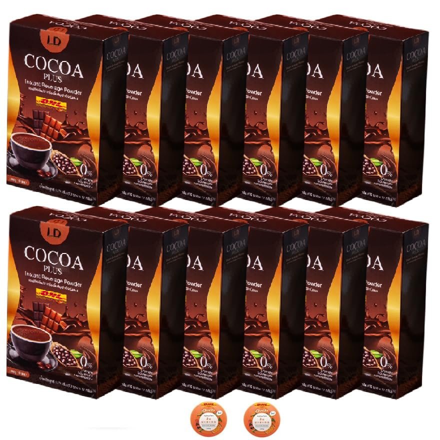 170g 10 Sachets/Box Roasted Rich Aroma Delicious LD Cocoa Plus New Formula of Mae Tak Cocoa Set 12 By Beautygoodshop [Get Free For You Beauty Gifts]