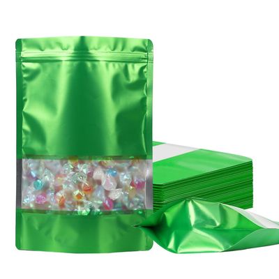 100 Pack Smell Proof Bags, Resealable Mylar Bags with Matte Window, Foil Pouch Stand-up Bags for Food Self Sealing Storage, Scratch Resistant Hand Storage Bags. (Green, 6.39.4 Inch)