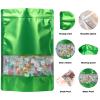 100 Pack Smell Proof Bags, Resealable Mylar Bags with Matte Window, Foil Pouch Stand-up Bags for Food Self Sealing Storage, Scratch Resistant Hand Storage Bags. (Green, 6.39.4 Inch) view 2