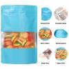 100 Pack Smell Proof Bags, Resealable Mylar Bags with Matte Window, Foil Pouch Stand-up Bags for Food Self Sealing Storage, Scratch Resistant Hand Storage Bags. (Blue, 710 Inch) view 2