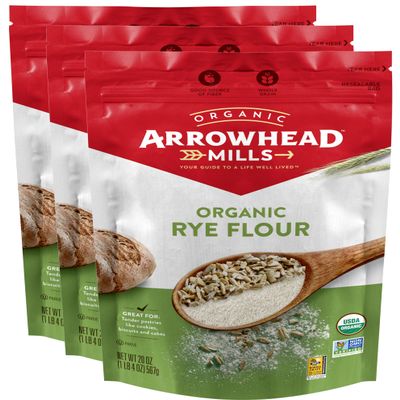 Arrowhead Mills Organic Rye Flour, 20 oz - Palatize Pack of 3