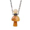 HXSCOO Women Crystal Mushroom Pendant, Hand Carved Gemstones Mushroom Perfume Bottle Necklace Healing Chakra Stone Jewelry Gift (Color : Crazy Agate) view 1